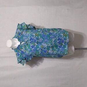 Joie Revolve Floral Chiffon Blouse M Flutter Sleeve Boho Romantic Tie Neck Top